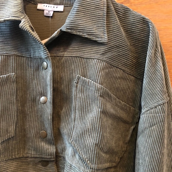 Olive Corduroy Cropped Jacket - Picture 3 of 5